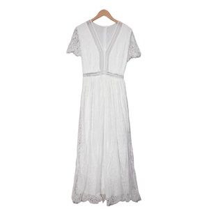 Dress for Women V Neck Long Sleeve Tassel Long Lace Dress Vacation Beach Ethnic